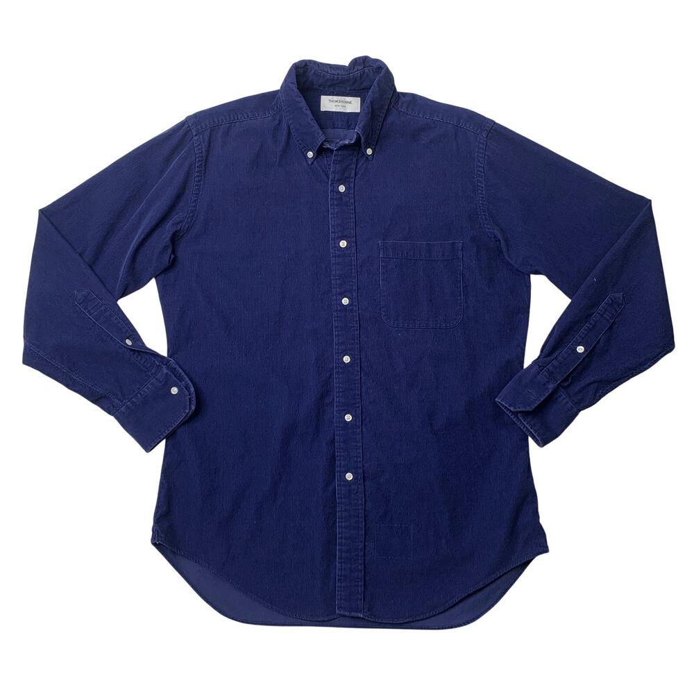 Thom Browne Shirt Men 4 (US XL) Prussian Corduroy Button Down Long Sleeve Pocket